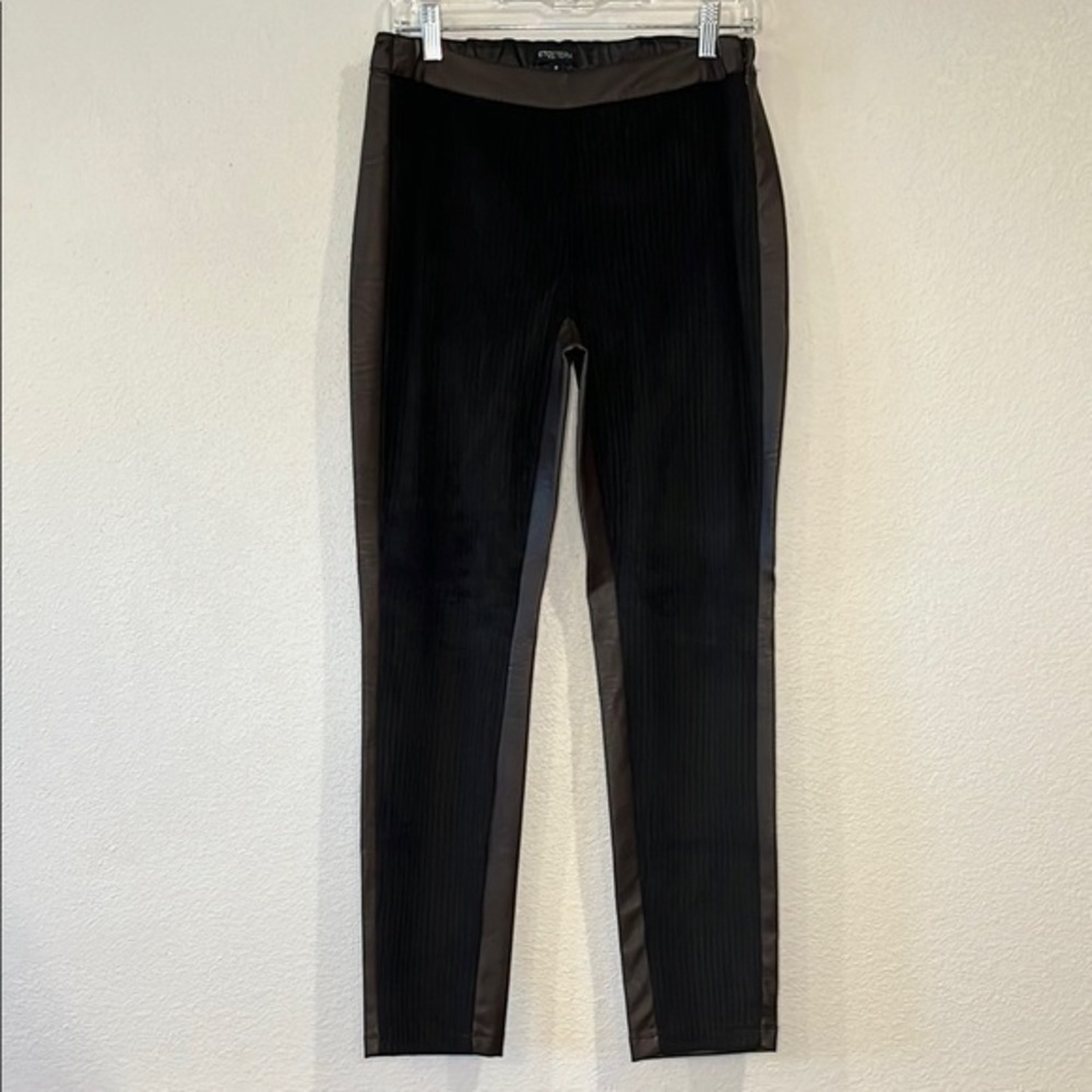 NWOT Etcetera Edie fit faux vegan leather and brushed fabric dress pants 8